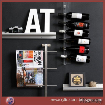 Acrylic/perspex clear wall mounted modern bottle display holder/rack